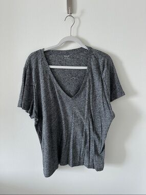 Madewell Heathered Gray V-Neck Short Sleeve Tee